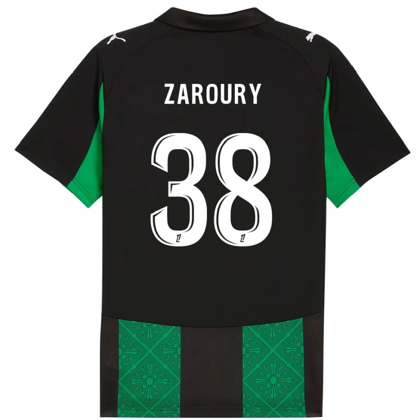 Danxen Kinder Anass Zaroury #38 Schwarz Grün Auswärtstrikot Trikot 2025/26 T-Shirt Schweiz