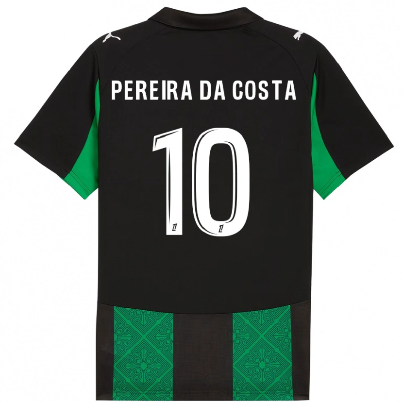 Danxen Kinder David Pereira Da Costa #10 Schwarz Grün Auswärtstrikot Trikot 2025/26 T-Shirt Schweiz