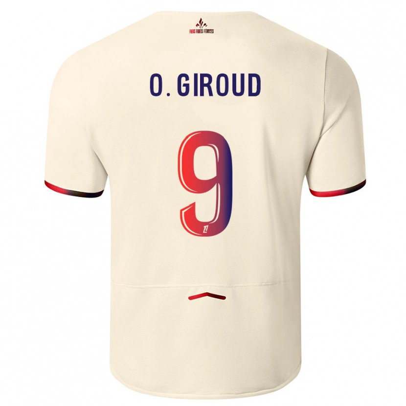 Danxen Kinder Olivier Giroud #9 Cremeweiß Rot Auswärtstrikot Trikot 2025/26 T-Shirt Schweiz