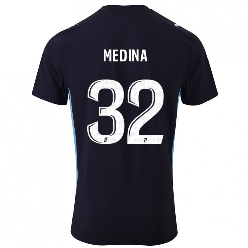 Danxen Kinder Facundo Medina #32 Schwarz Himmelblau Auswärtstrikot Trikot 2025/26 T-Shirt Schweiz
