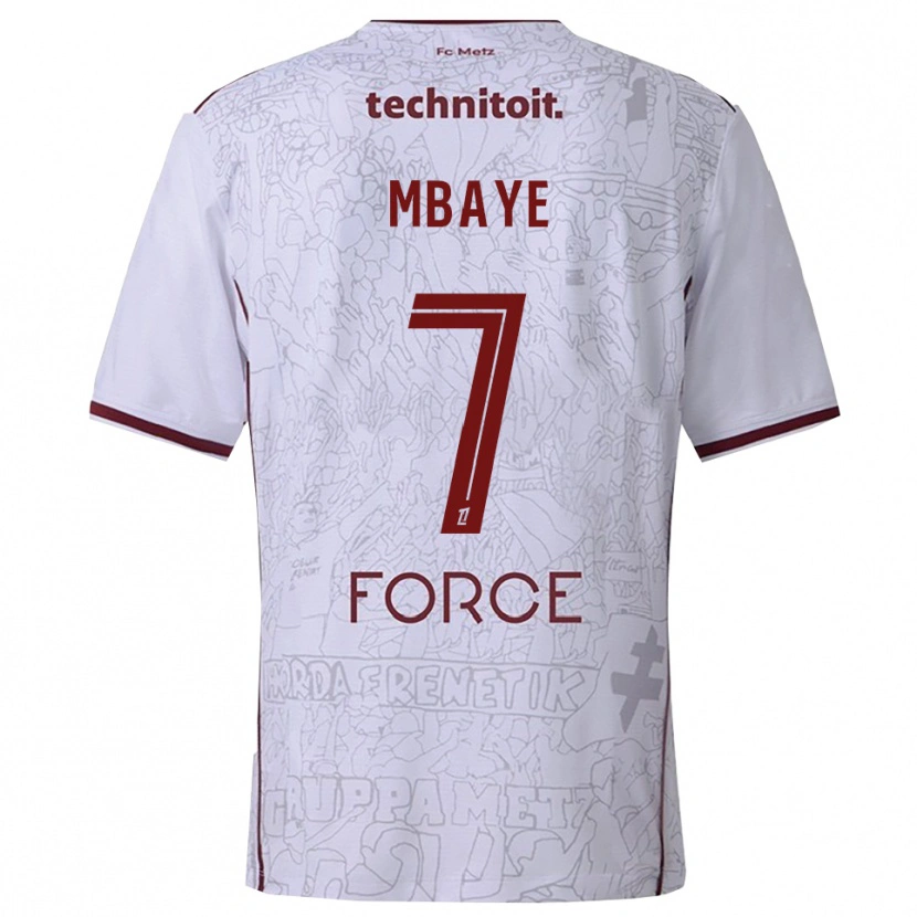 Danxen Kinder Malick Mbaye #7 Weiß Burgunderrot Auswärtstrikot Trikot 2025/26 T-Shirt Schweiz