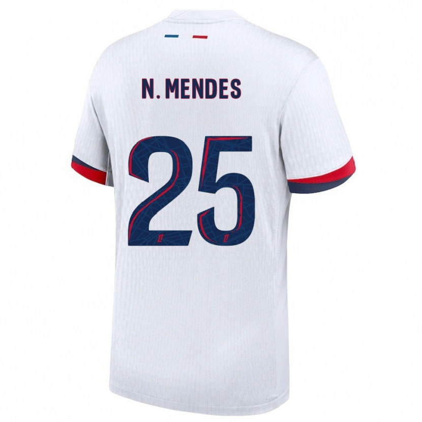 Danxen Kinder Nuno Mendes #25 Weiß Rot Auswärtstrikot Trikot 2025/26 T-Shirt Schweiz