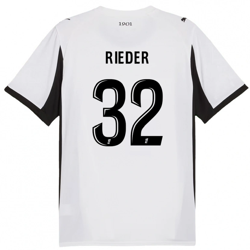 Danxen Kinder Fabian Rieder #32 Weiß Schwarz Auswärtstrikot Trikot 2025/26 T-Shirt Schweiz