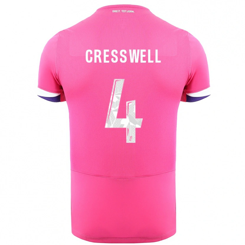 Danxen Kinder Charlie Cresswell #4 Rosa Weiß Auswärtstrikot Trikot 2025/26 T-Shirt Schweiz