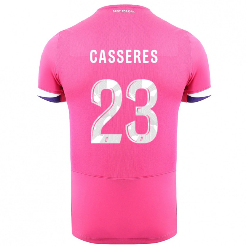 Danxen Kinder Cristian Cásseres Jr. #23 Rosa Weiß Auswärtstrikot Trikot 2025/26 T-Shirt Schweiz