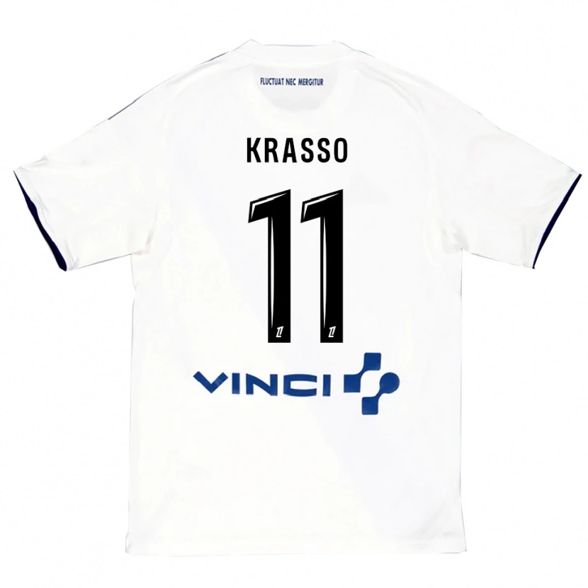 Danxen Kinder Jean-Philippe Krasso #11 Weiß Blau Auswärtstrikot Trikot 2025/26 T-Shirt Schweiz