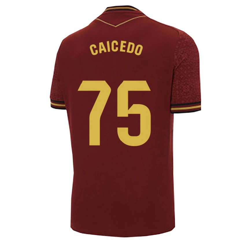 Danxen Kinder Alfred Caicedo #75 Burgunderrot Gold Auswärtstrikot Trikot 2025/26 T-Shirt Schweiz