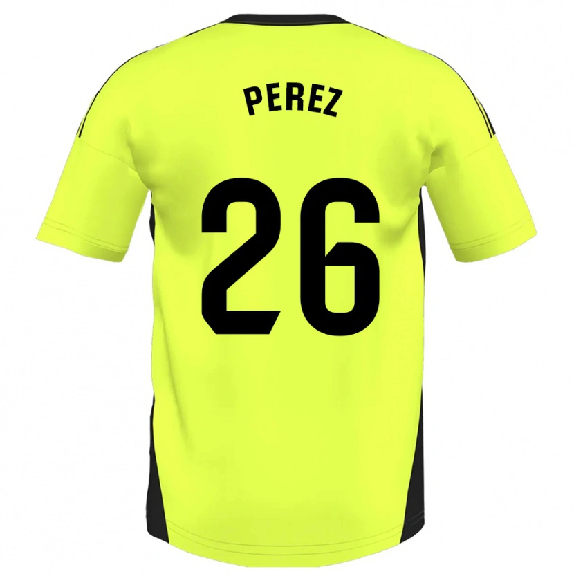 Danxen Kinder Pablo Pérez #26 Fluoreszierendes Gelb Auswärtstrikot Trikot 2025/26 T-Shirt Schweiz