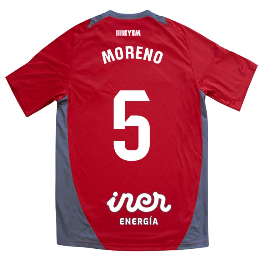 Danxen Kinder Javi Moreno #5 Rot Grau Auswärtstrikot Trikot 2025/26 T-Shirt Schweiz
