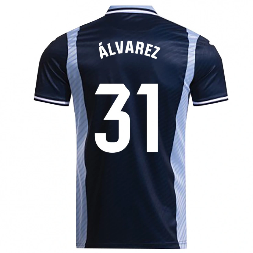 Danxen Kinder Iker Álvarez #31 Marine Himmelblau Auswärtstrikot Trikot 2025/26 T-Shirt Schweiz