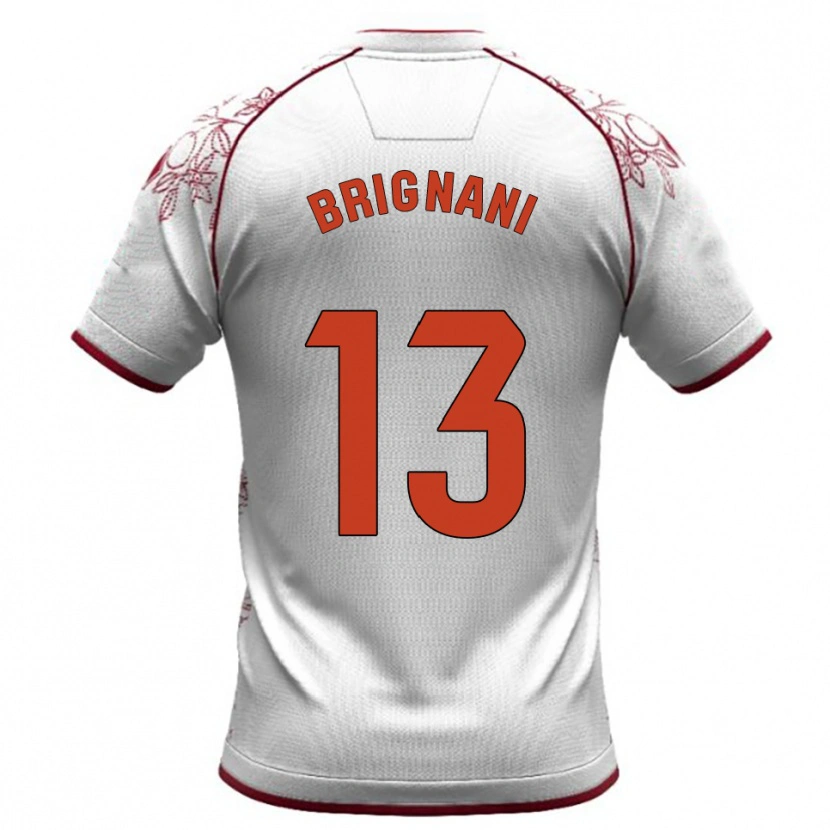 Danxen Kinder Fabrizio Brignani #13 Weiß Burgunderrot Auswärtstrikot Trikot 2025/26 T-Shirt Schweiz