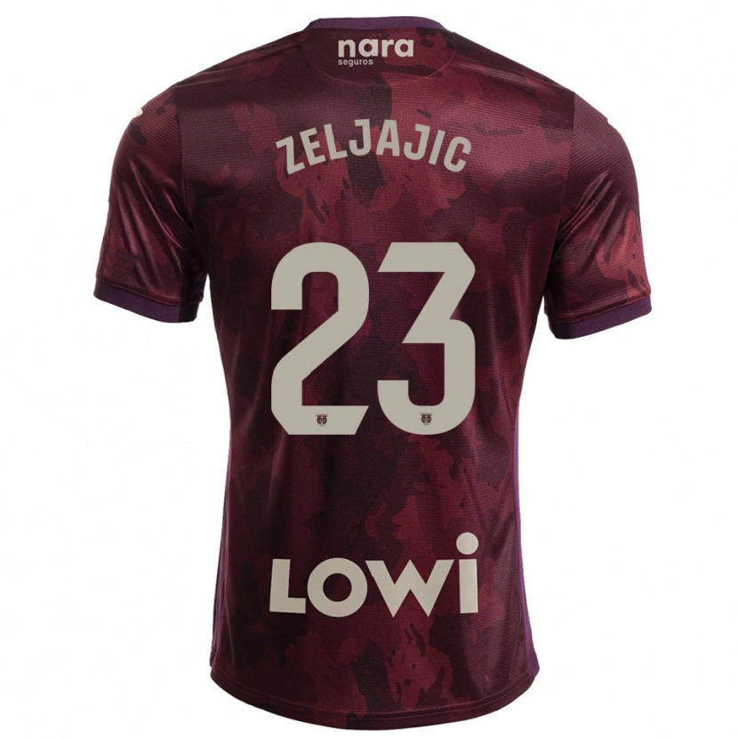 Danxen Kinder Stanislav Zeljajic #23 Burgunderrot Weiß Auswärtstrikot Trikot 2025/26 T-Shirt Schweiz