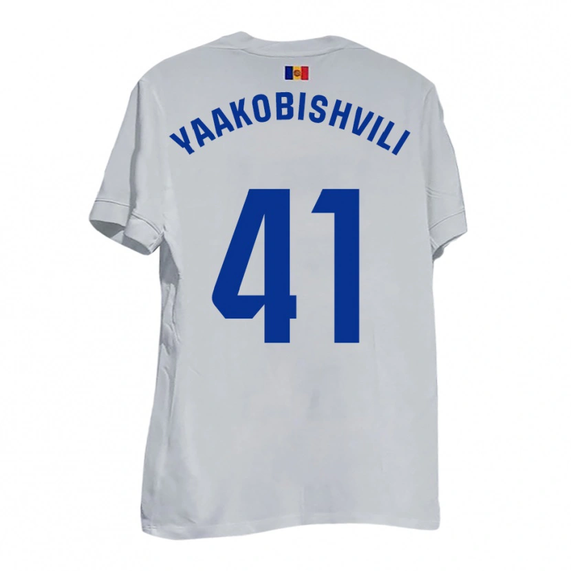 Danxen Kinder Áron Yaakobishvili #41 Weiß Blau Gelb Auswärtstrikot Trikot 2025/26 T-Shirt Schweiz