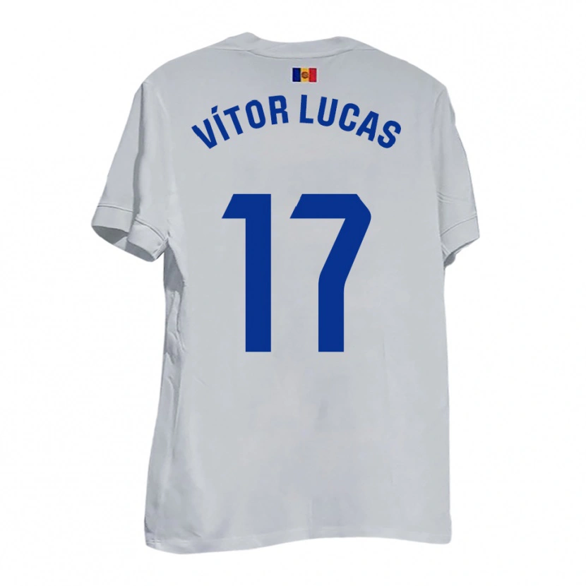 Danxen Kinder Bruno Vítor Lucas #17 Weiß Blau Gelb Auswärtstrikot Trikot 2025/26 T-Shirt Schweiz