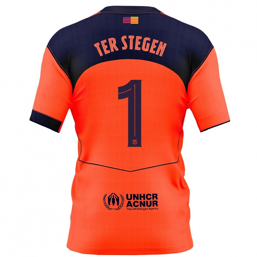 Danxen Kinder Marc-André Ter Stegen #1 Orange Marine Ausweichtrikot Trikot 2025/26 T-Shirt Schweiz