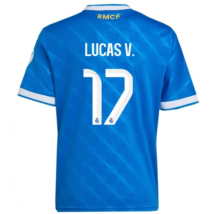 Danxen Kinder Lucas Vazquez #17 Blau Weiß Ausweichtrikot Trikot 2025/26 T-Shirt Schweiz