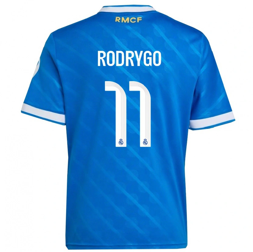 Danxen Kinder Rodrygo #11 Blau Weiß Ausweichtrikot Trikot 2025/26 T-Shirt Schweiz