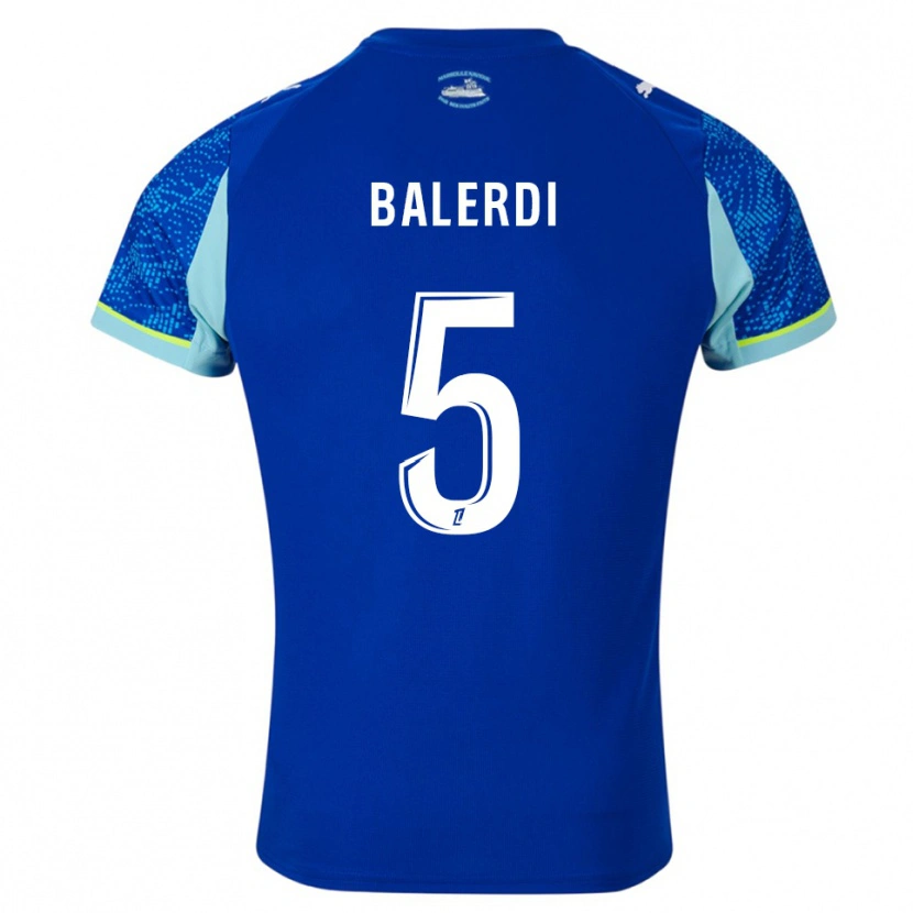 Danxen Kinder Leonardo Balerdi #5 Himmelblau Weiß Ausweichtrikot Trikot 2025/26 T-Shirt Schweiz