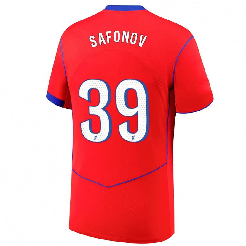 Danxen Kinder Matvey Safonov #39 Rot Blau Weiß Ausweichtrikot Trikot 2025/26 T-Shirt Schweiz