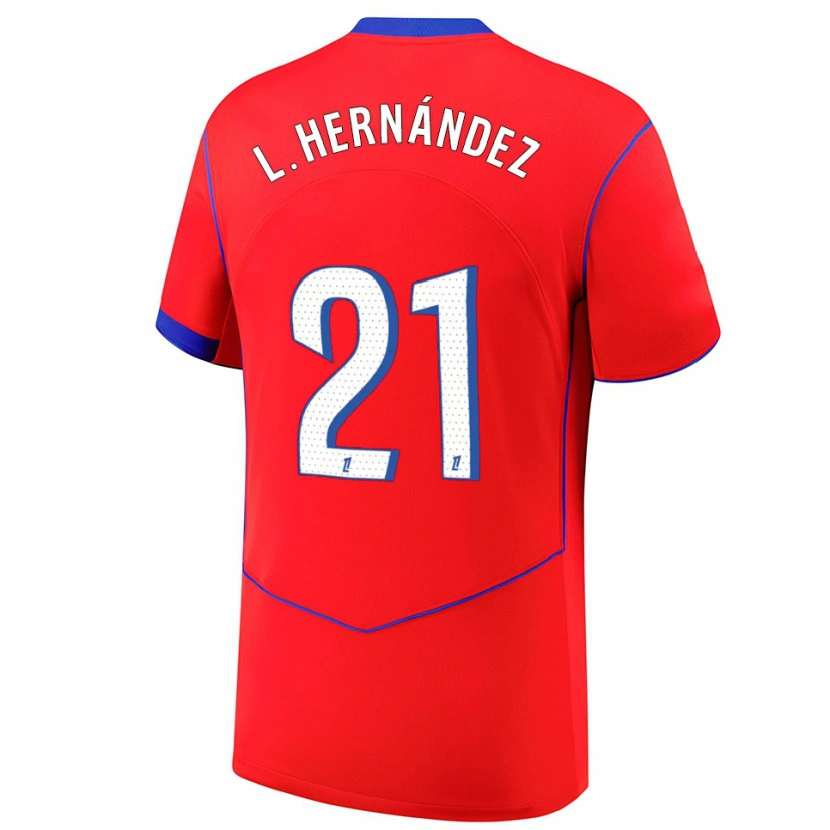 Danxen Kinder Lucas Hernández #21 Rot Blau Weiß Ausweichtrikot Trikot 2025/26 T-Shirt Schweiz