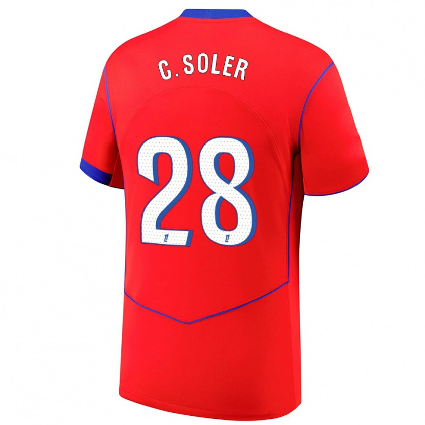 Danxen Kinder Carlos Soler #28 Rot Blau Weiß Ausweichtrikot Trikot 2025/26 T-Shirt Schweiz