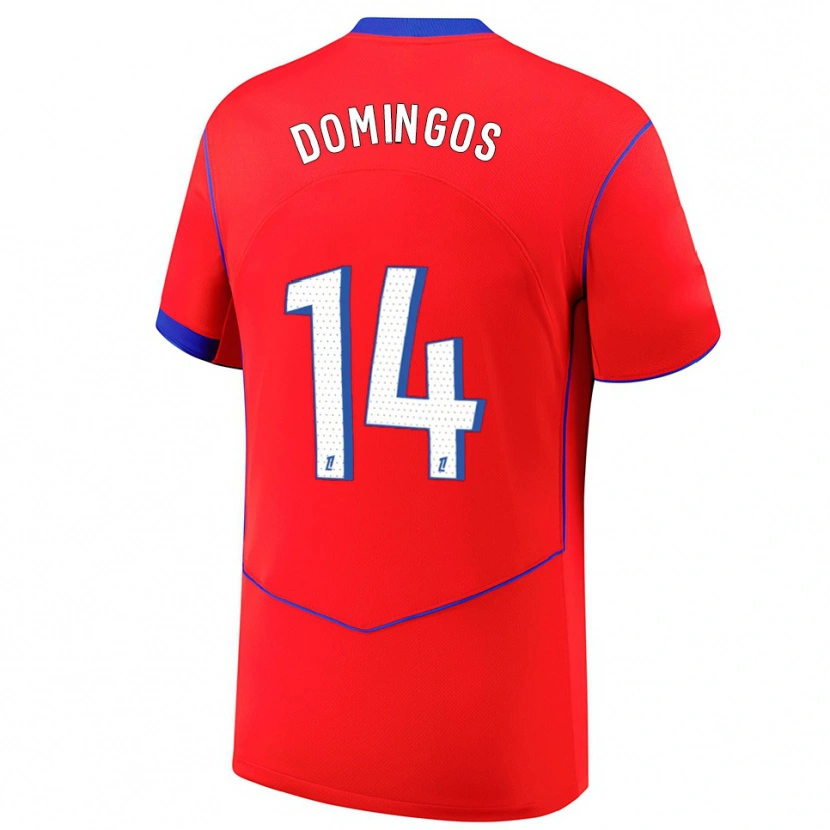 Danxen Kinder Fabio Domingos #14 Rot Blau Weiß Ausweichtrikot Trikot 2025/26 T-Shirt Schweiz