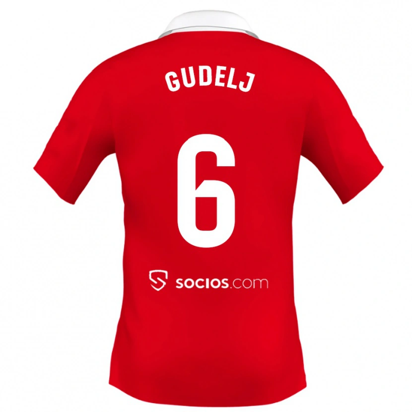 Danxen Herren Nemanja Gudelj #6 Rot Weiß Grau Auswärtstrikot Trikot 2025/26 T-Shirt Schweiz