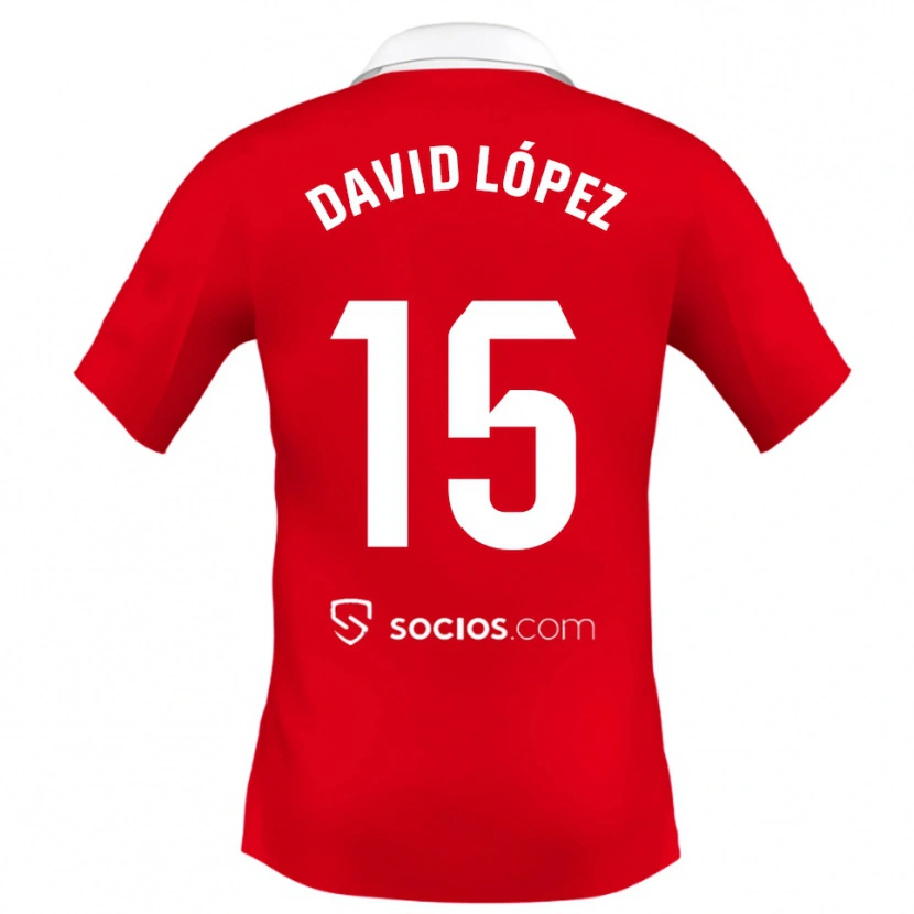 Danxen Herren David López #15 Rot Weiß Grau Auswärtstrikot Trikot 2025/26 T-Shirt Schweiz