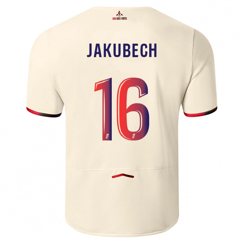 Danxen Herren Adam Jakubech #16 Cremeweiß Rot Auswärtstrikot Trikot 2025/26 T-Shirt Schweiz