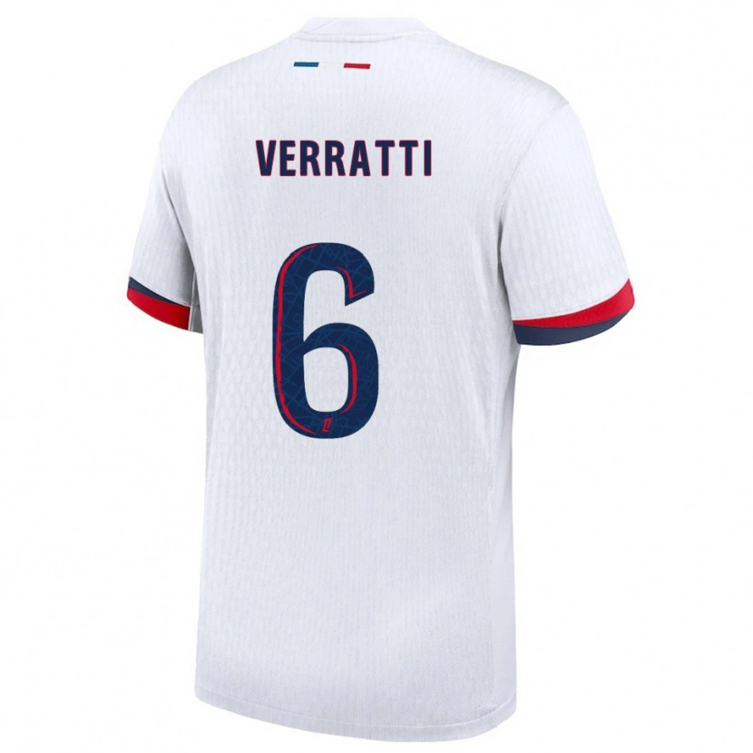 Danxen Herren Marco Verratti #6 Weiß Rot Auswärtstrikot Trikot 2025/26 T-Shirt Schweiz
