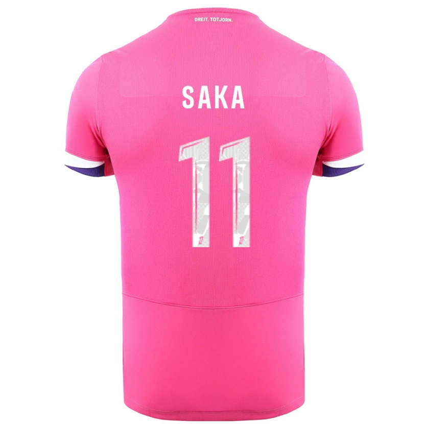 Danxen Herren Mathis Saka #11 Rosa Weiß Auswärtstrikot Trikot 2025/26 T-Shirt Schweiz
