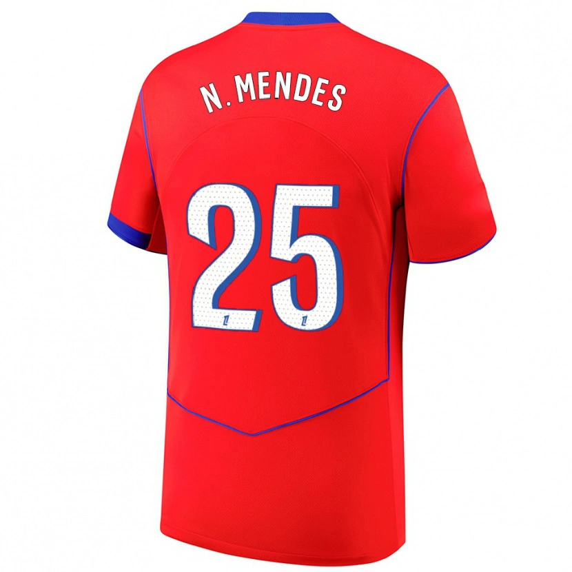 Danxen Herren Nuno Mendes #25 Rot Blau Weiß Ausweichtrikot Trikot 2025/26 T-Shirt Schweiz