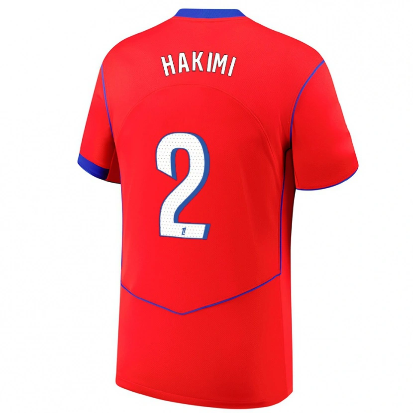 Danxen Herren Achraf Hakimi #2 Rot Blau Weiß Ausweichtrikot Trikot 2025/26 T-Shirt Schweiz