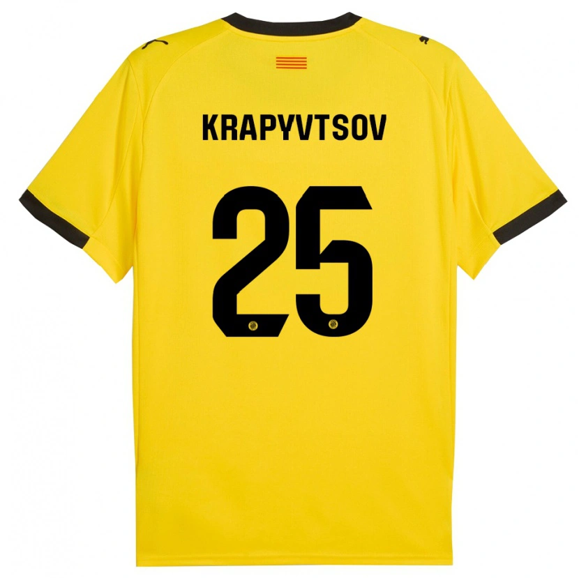 Danxen Damen Vladyslav Krapyvtsov #25 Gelb Schwarz Auswärtstrikot Trikot 2025/26 T-Shirt Schweiz