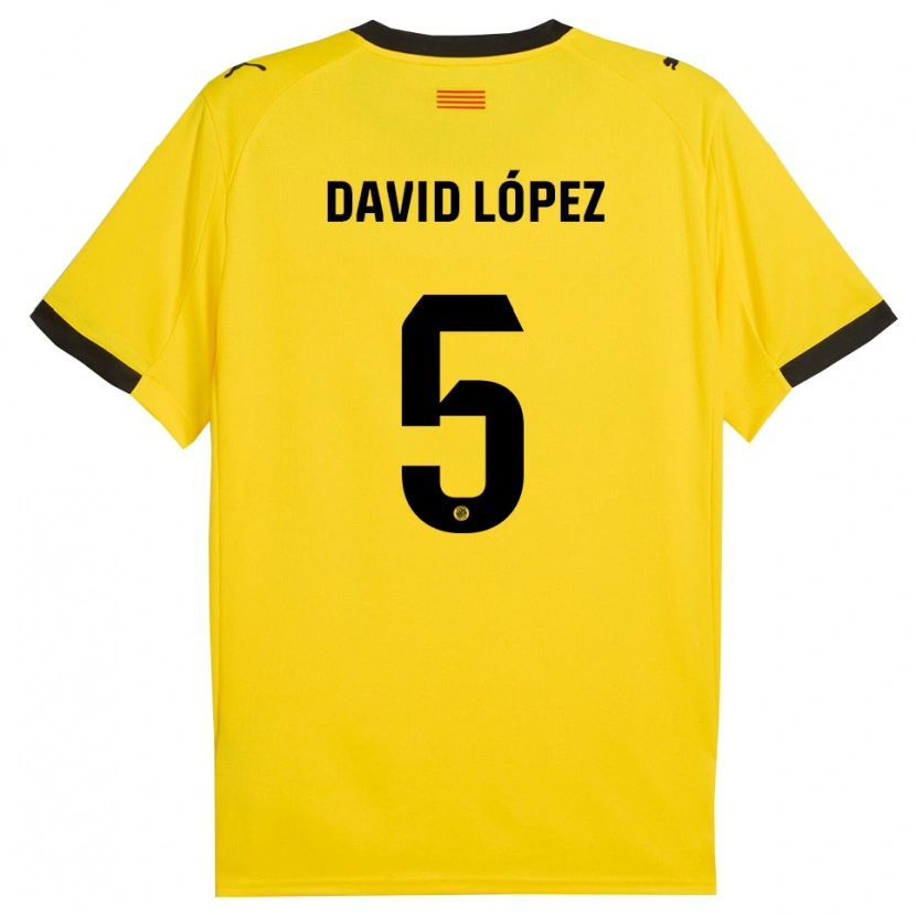 Danxen Damen David López #5 Gelb Schwarz Auswärtstrikot Trikot 2025/26 T-Shirt Schweiz
