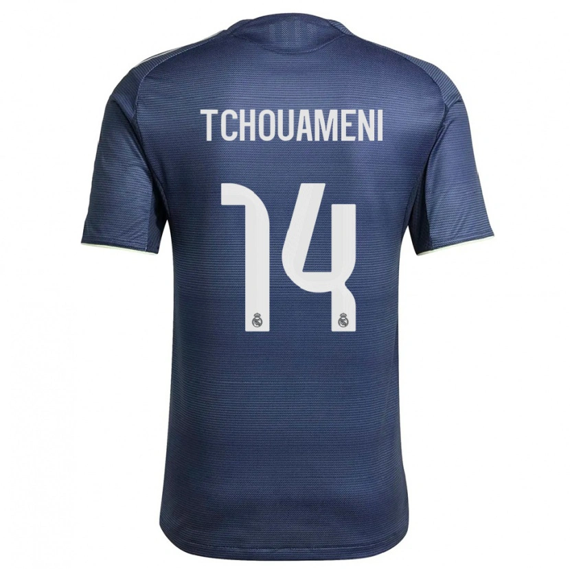 Danxen Damen Aurélien Tchouaméni #14 Marine Silber Auswärtstrikot Trikot 2025/26 T-Shirt Schweiz