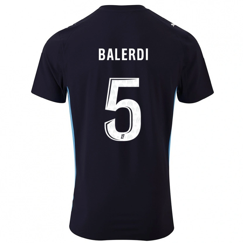 Danxen Damen Leonardo Balerdi #5 Schwarz Himmelblau Auswärtstrikot Trikot 2025/26 T-Shirt Schweiz