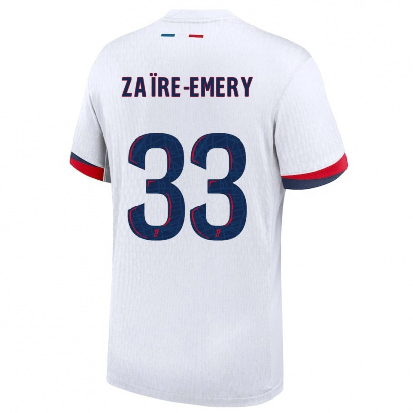 Danxen Damen Warren Zaïre-Emery #33 Weiß Rot Auswärtstrikot Trikot 2025/26 T-Shirt Schweiz