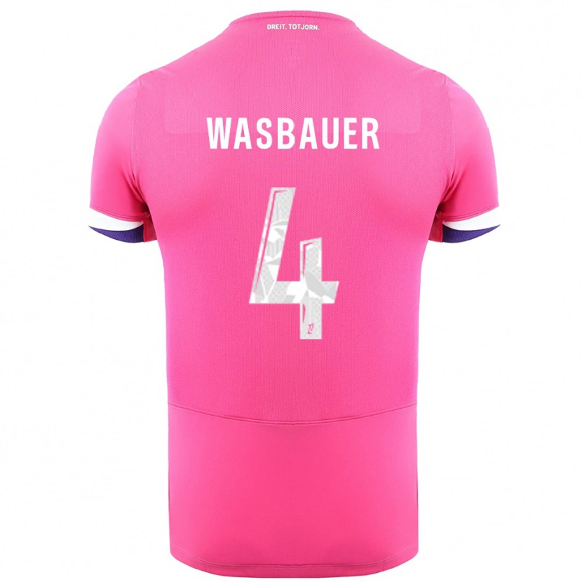 Danxen Damen Nicolas Wasbauer #4 Rosa Weiß Auswärtstrikot Trikot 2025/26 T-Shirt Schweiz