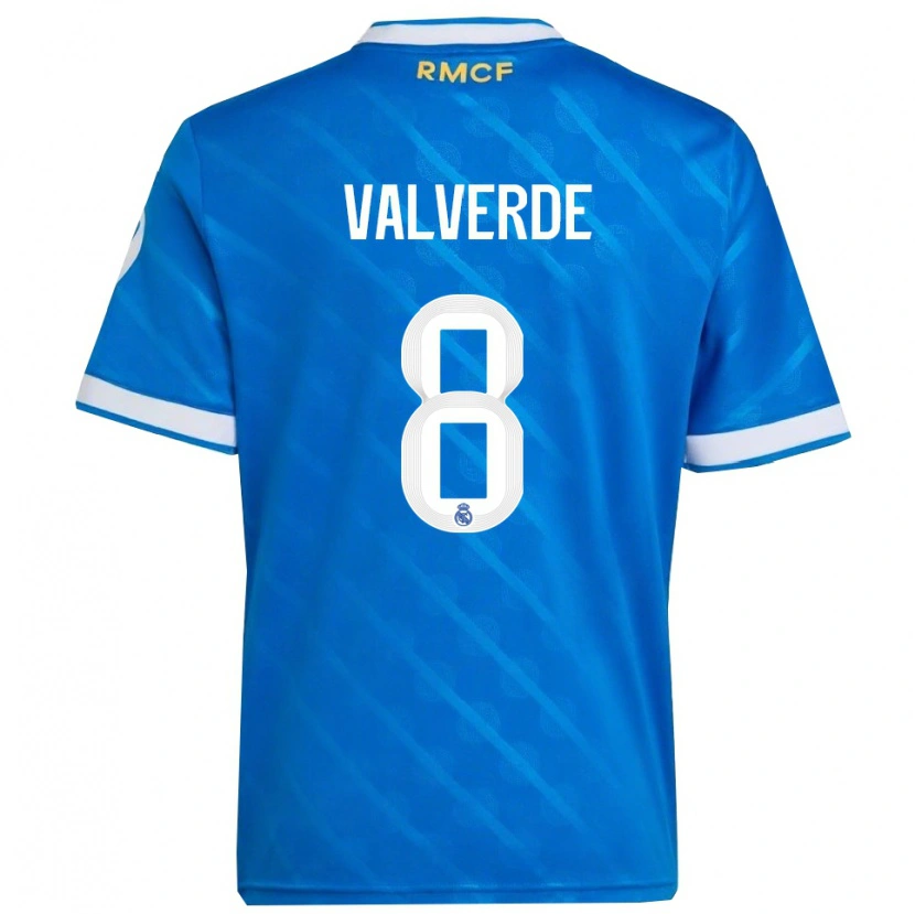 Danxen Damen Federico Valverde #8 Blau Weiß Ausweichtrikot Trikot 2025/26 T-Shirt Schweiz