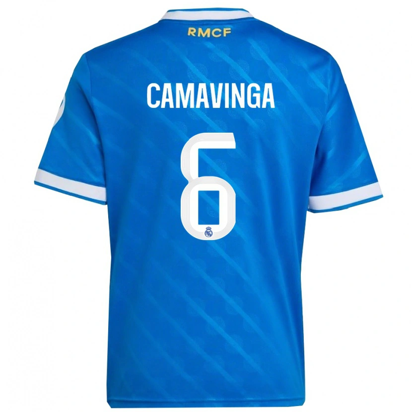 Danxen Damen Eduardo Camavinga #6 Blau Weiß Ausweichtrikot Trikot 2025/26 T-Shirt Schweiz