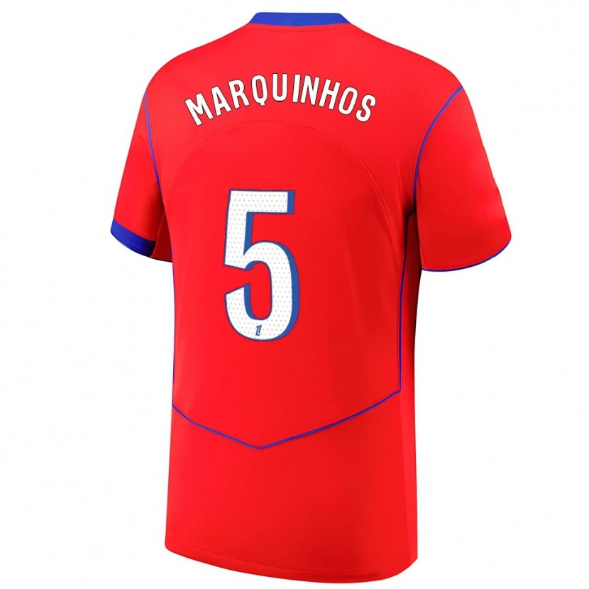Danxen Damen Marquinhos #5 Rot Blau Weiß Ausweichtrikot Trikot 2025/26 T-Shirt Schweiz