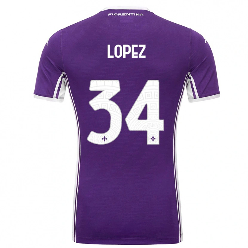 Danxen Kinder Lucas López #34 Lila Weiß Heimtrikot Trikot 2025/26 T-Shirt Schweiz