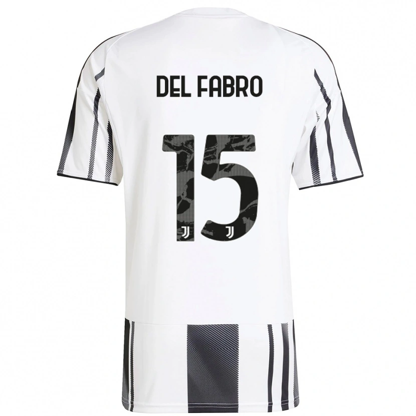 Danxen Kinder Jacopo Del Fabro #15 Weiß Schwarz Heimtrikot Trikot 2025/26 T-Shirt Schweiz