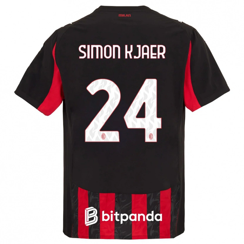 Danxen Kinder Simon Kjaer #24 Rot Schwarz Heimtrikot Trikot 2025/26 T-Shirt Schweiz
