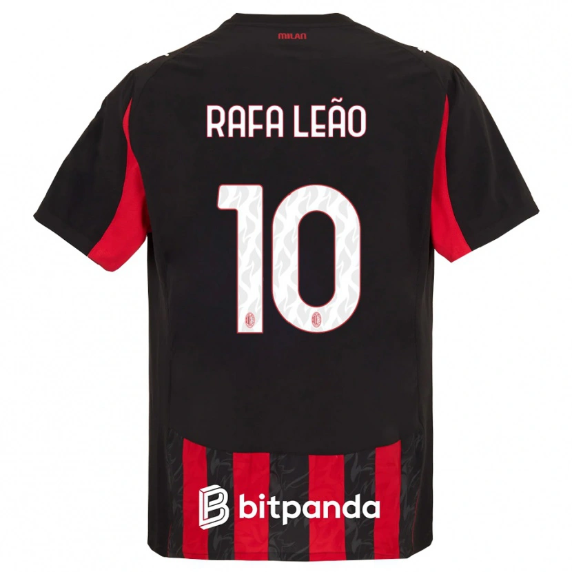 Danxen Kinder Rafael Leão #10 Rot Schwarz Heimtrikot Trikot 2025/26 T-Shirt Schweiz