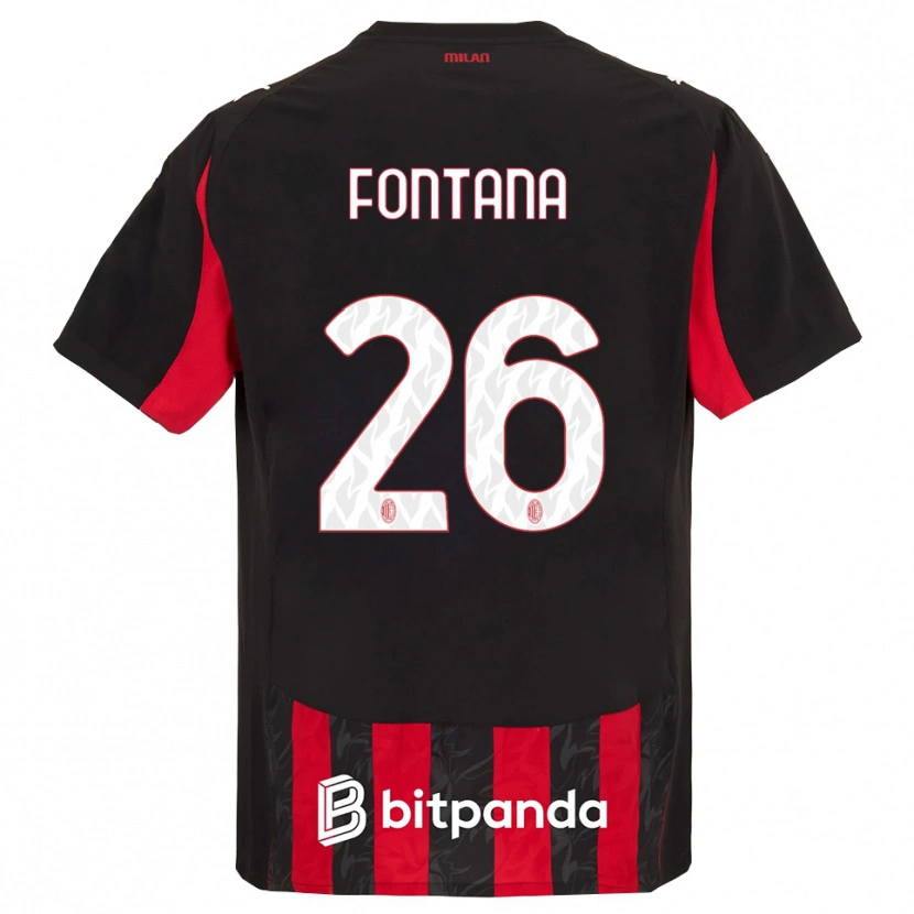 Danxen Kinder Francesco Fontana #26 Rot Schwarz Heimtrikot Trikot 2025/26 T-Shirt Schweiz