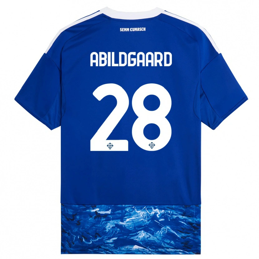 Danxen Kinder Oliver Abildgaard #28 Blau Weiß Heimtrikot Trikot 2025/26 T-Shirt Schweiz
