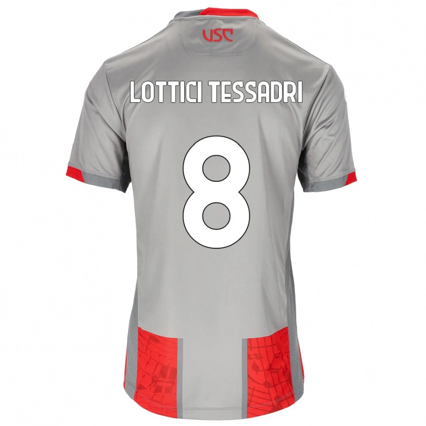 Danxen Kinder Simone Lottici Tessadri #8 Rot Grau Heimtrikot Trikot 2025/26 T-Shirt Schweiz