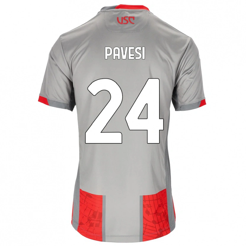 Danxen Kinder Davide Pavesi #24 Rot Grau Heimtrikot Trikot 2025/26 T-Shirt Schweiz